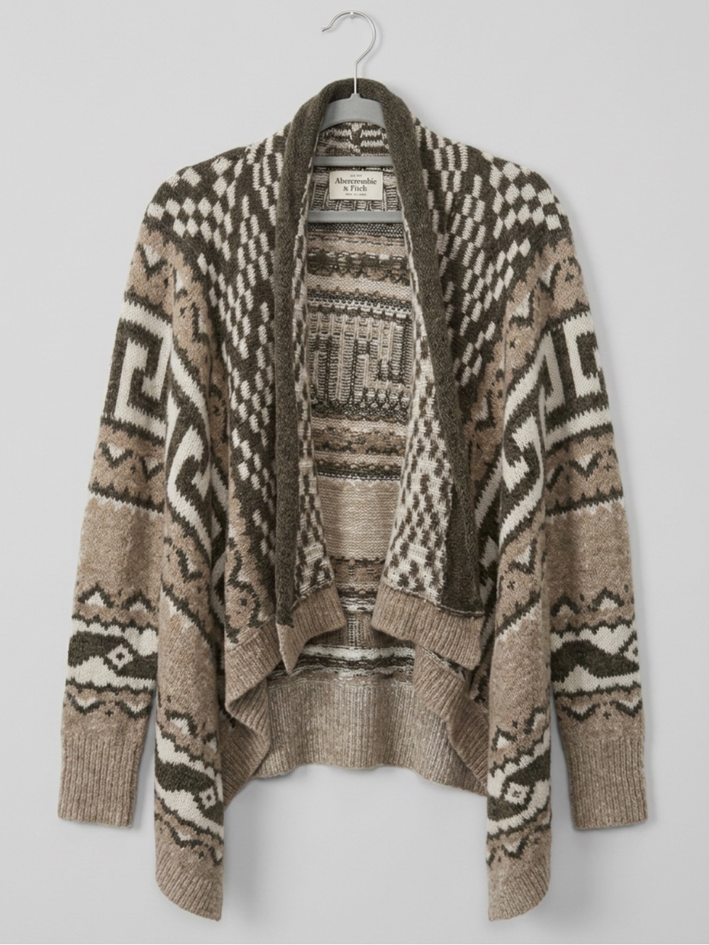 Abercrombie & Fitch Fair Isle Geometric Open Waterfall Cardigan XS/S